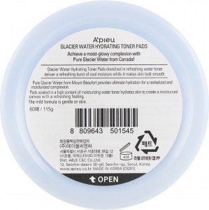 Состав тонер падов для лица A’pieu Glacier Water Hydrating Toner Pads