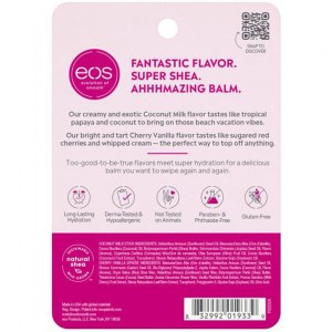 Состав набора бальзамов для губ EOS Flavorlab Coconut Milk and Cherry Vanilla Stick and Sphere Lip Balm 