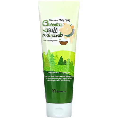 Скраб для тела Elizavecca Milky Piggy Greentea Salt Body Scrub с экстрактом зеленого чая, 300 мл.