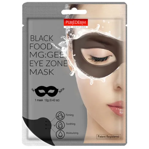 Гідрогелева живильна маска Purederm Black Food MG:Gel Eye Zone Mask з чорним комплексом під очі, 12 г.