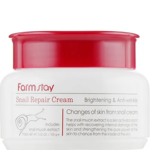 Восстанавливающий крем для лица FarmStay Snail Repair Cream Brightening & Anti-Wrinkle с экстрактом муцина улитки, 100 г.