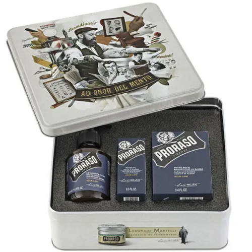 Подарунковий набір для догляду за бородою «блакитна свіжість» Proraso Beard Kit Azur Lime