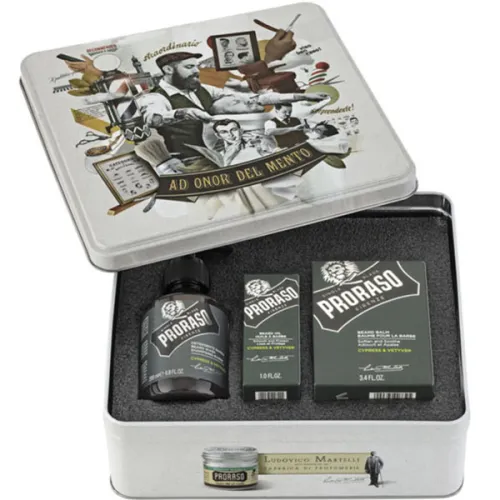 Подарунковий набір для догляду за бородою «кипарис і ветівер» Proraso Beard Kit Cypress & Vetyver