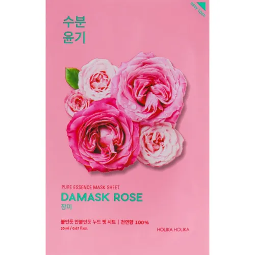 Тканинна маска для обличчя Holika Holika Pure Essence Mask Sheet Damask Rose з олією дамаської троянди, 20 мл.