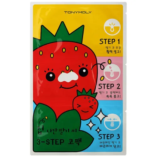 Трехступенчатый уход для глубокого очищения пор носа Tony Moly Runaway Strawberry Seeds 3 Step Nose Pack, 6 г.