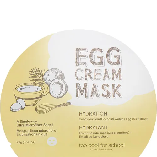 Зволожувальна тканинна маска для обличчя Too Cool For School Egg Cream Mask Hydration з яєчним екстрактом, 28 г.