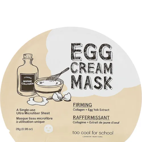 Зміцнювальна тканинна маска для обличчя Too Cool For School Egg Cream Mask Firming з яєчним екстрактом, 28 г.