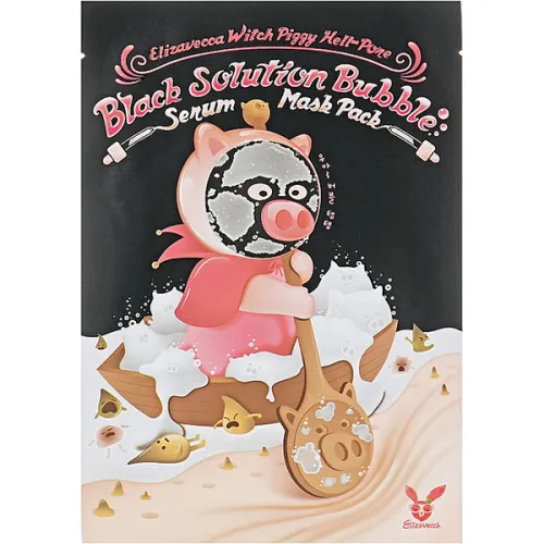 Пузырьковая тканевая маска для лица Elizavecca Black Solution Bubble Serum Mask Pack, 28 г.