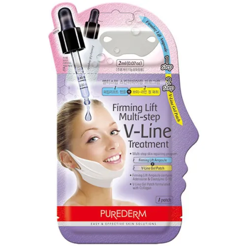 Двокрокова ліфтингова маска для контуру обличчя Purederm Firming Lift Multi-Step V-Line Treatment, 10 г.