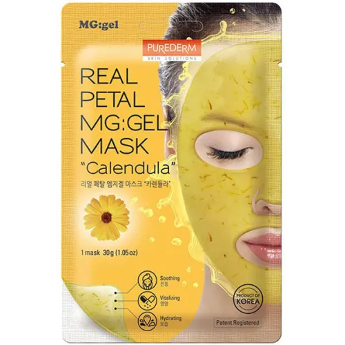Гідрогелева маска для обличчя Purederm Real Petal MG:Gel Mask Calendula з екстрактом календули, 30 г.