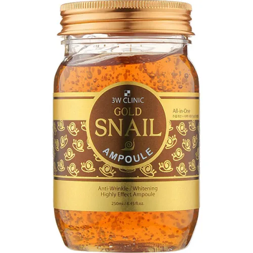 Ампульная сыворотка для лица 3W Clinic Gold Snail Ampoule с золотом и муцином улитки, 250 мл.