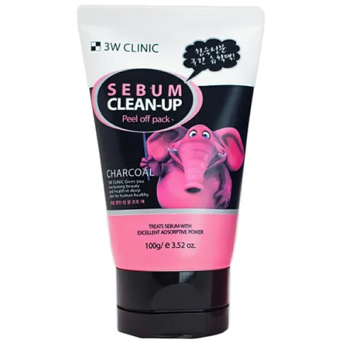 Маска-пленка 3W Clinic Sebum Clean-Up Peel Off Pack с черным углем, 100 г.