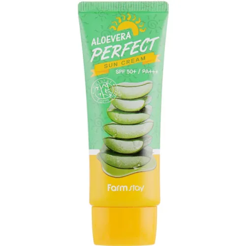Солнцезащитный крем для лица FarmStay Aloevera Perfect Sun Cream SPF50+ PA+++ с экстрактом алоэ, 70 мл.