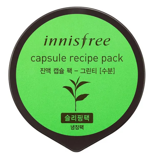 Маска для обличчя Innisfree Capsule Recipe Pack Green Tea на основі зеленого чаю, 10 мл.