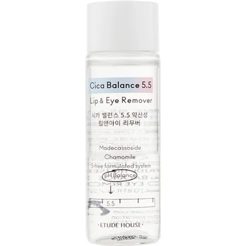 Двухфазное средство для снятия макияжа Etude House Cica Balance 5.5 Lip & Eye Remover с глаз и губ, 24 мл.