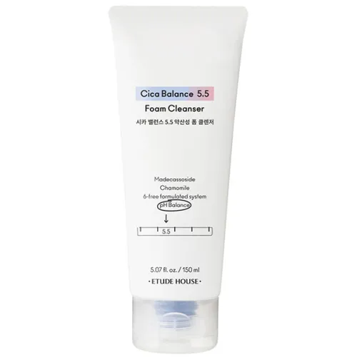 Очищающая слабокислотная пенка для лица Etude House Cica Balance 5.5 Foam Cleanser, 150 мл.