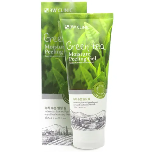 Увлажняющая пилинг-скатка 3W Clinic Moisture Peeling Gel Green Tea с экстрактом зеленого чая, 180 мл.