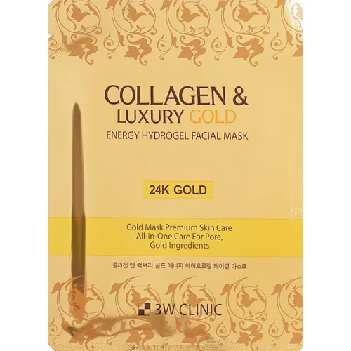 Гідрогелева маска для обличчя 3W Clinic Collagen & Luxury Gold Energy Hydrogel Facial Mask з колагеном та золотом, 30 г.