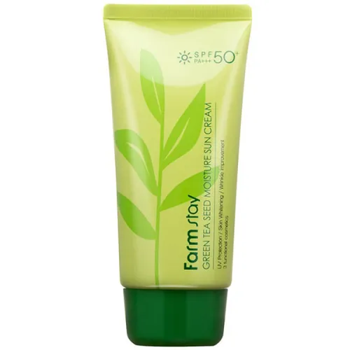 Солнцезащитный крем для лица FarmStay Green Tea Seed Moisture Sun Cream SPF50+ PA+++ с экстрактом зеленого чая, 70 г.