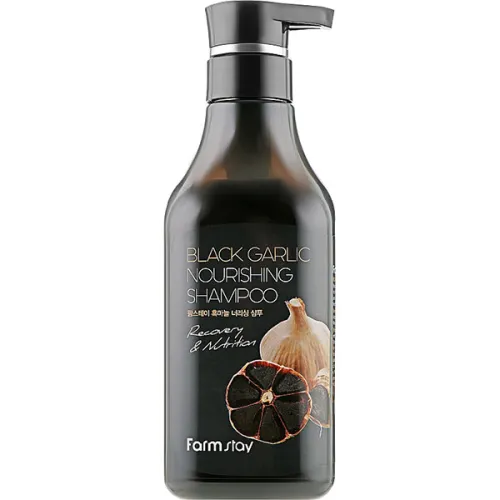 Відновлюючий і зміцнюючий шампунь FarmStay Black Garlic Nourishing Shampoo з екстрактом чорного часнику, 530 мл.