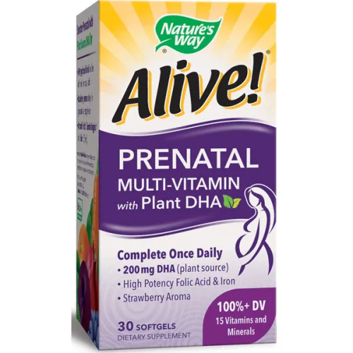 Мультивитаминный комплекс для беременных Nature’s Way Alive! Prenatal Multivitamin Plus Plant DHA Softgels с жирными