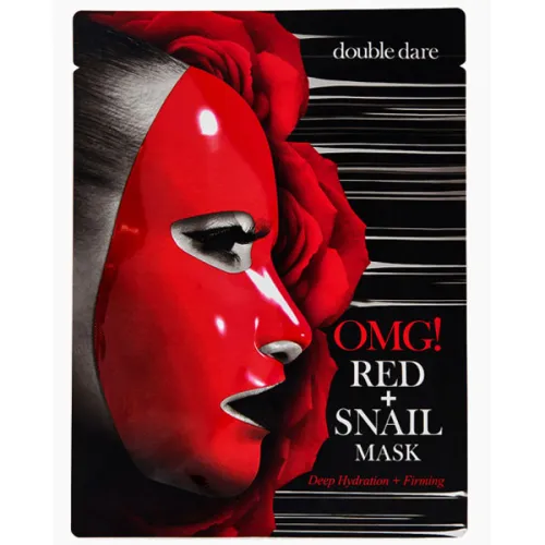 Тканинна маска для обличчя Double Dare OMG! Red+Snail Mask з екстрактом томату та равликовим муцином, 26 г.