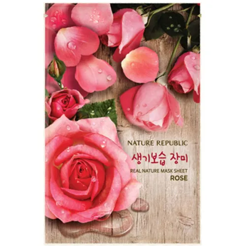 Тканинна маска для обличчя Nature Republic Real Nature Mask Sheet Rose з екстрактом троянди, 23 г.