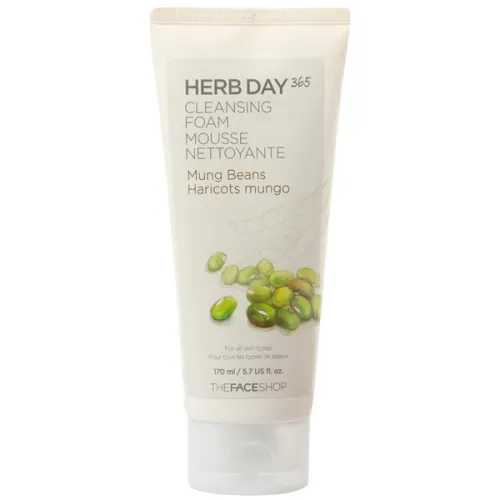 Пенка для умывания The Face Shop Herb Day 365 Cleansing Foam Mung Bean с экстрактом бобов мунг, 170 мл.