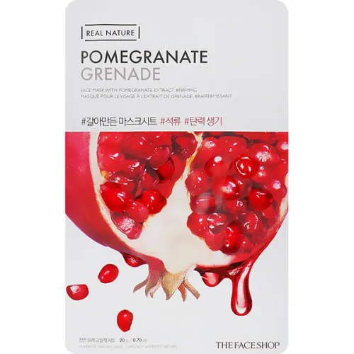 Маска-серветка для обличчя The Face Shop Real Nature Mask Sheet Pomegranate з гранатовим екстрактом, 20 г.