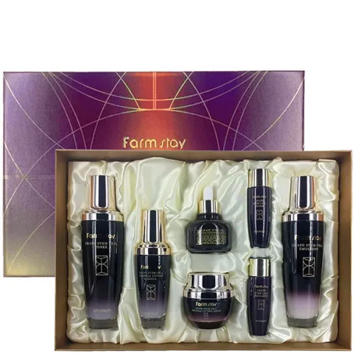 Восстанавливающий набор для лица FarmStay Grape Stem Cell Skin Care 7 Set с фито-стволовыми клетками винограда