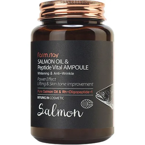 Ампульна сироватка FarmStay Salmon Oil & Peptide Vital Ampoule з пептидами і маслом лосося, 250 мл.