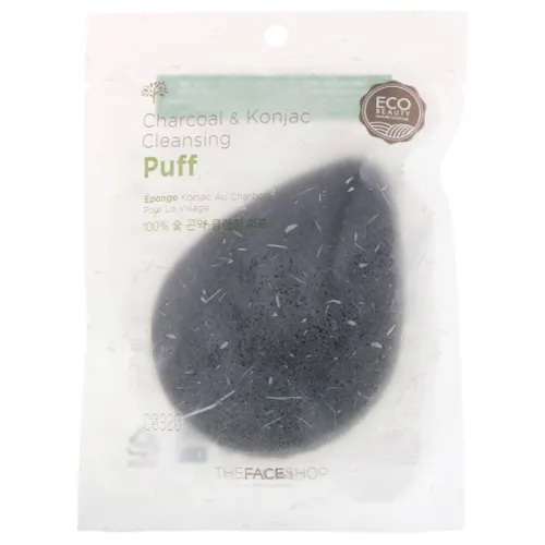 Губка для очищения лица The Face Shop Daily Beauty Tools Charcoal And Konjac Cleansing Puff