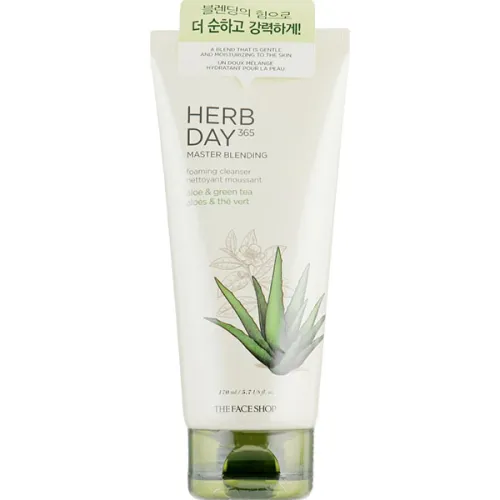 Пенка для умывания The Face Shop Herb Day 365 Cleansing Foam Aloe с алоэ вера, 170 мл.