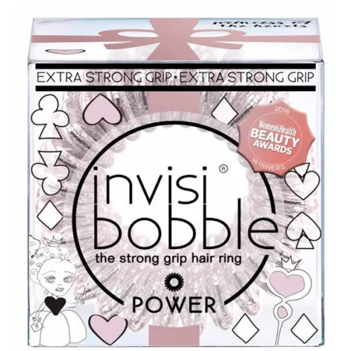 Резинка-браслет для волосся сильної фіксації «іскриста рожева» Invisibobble Power I Live In Wonderland Princess of the Hearts