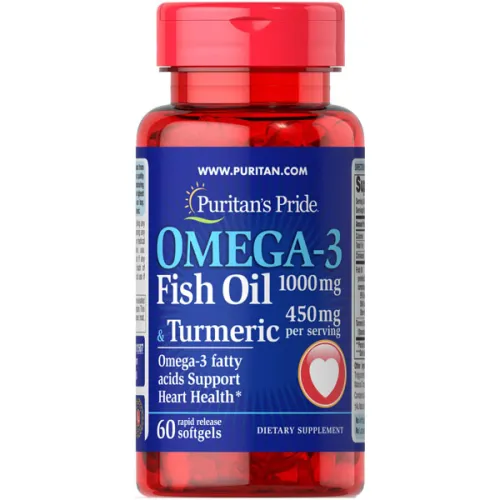 Омега 3 и куркумин Puritan’s Pride Omega 3 & Turmeric Curcumin, 1000 мг. и 450 мг.