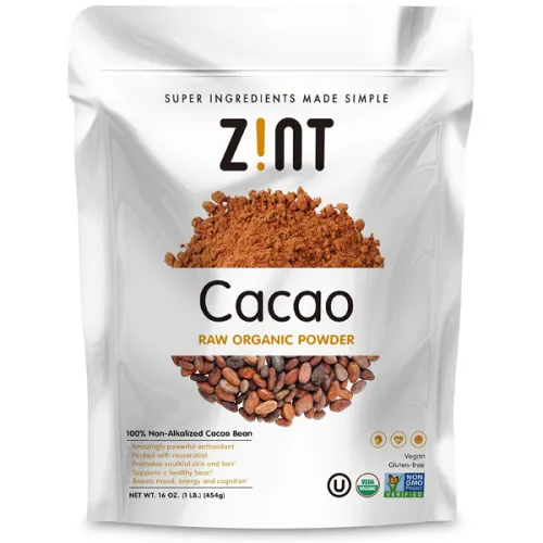 Необработанный органический порошок какао Zint Raw Organic Cacao Powder, 227 г.