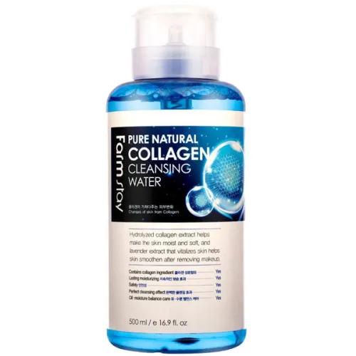 Очищающая вода FarmStay Pure Natural Collagen Cleansing Water с коллагеном, 500 мл.