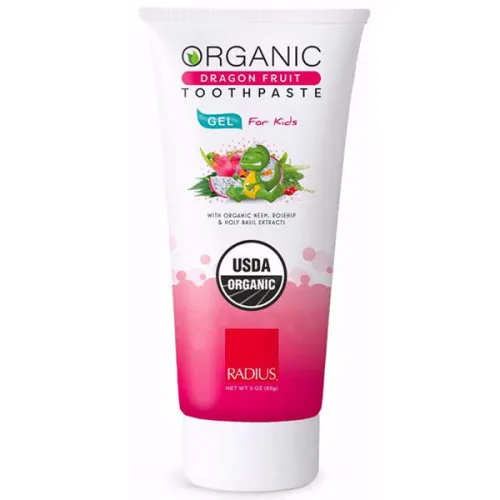 Органічна дитяча гелева зубна паста Radius USDA Organic Children’s Gel Toothpaste Dragon Fruit з тропічним ароматом, 85 г.