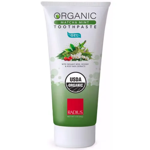 Органическая гелевая зубная паста Radius USDA Organic Gel Toothpaste Matcha Mint с мятным ароматом, 85 г.