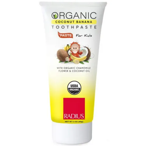 Органічна дитяча гелева зубна паста Radius USDA Organic Children’s Toothpaste Coconut Banana з ароматом кокоса та банана, 85