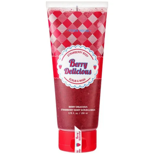 Гель-скраб для тела Etude House Berry Delicious Strawberry Body Scrub & Wash с экстрактом клубники, 200 мл.
