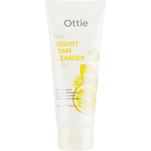 Очищающая пенка для умывания Ottie Fruits Yogurt Foam Cleanser Lemon с лимонным йогуртом, 150 мл.
