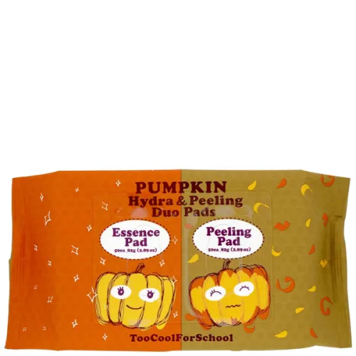 Подвійні зволожувальні серветки для пілінгу та зволоження Too Cool For School Pumpkin Hydra & Peeling Duo Pads