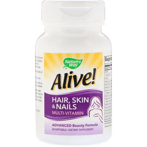 Мультивитаминный комплекс для волос, кожи и ногтей Nature’s Way Alive! Hair Skin & Nails Multi-Vitamin Strawberry Flavored