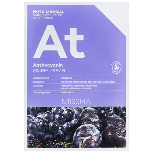 Тканевая лифтинг-маска для увядающей кожи Missha Phytochemical Skin Supplement Sheet Mask Anthocyanin/Lifting, 25 мл.