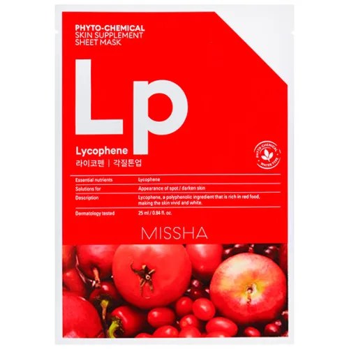 Тканевая маска для яркости кожи лица Missha Phytochemical Skin Supplement Sheet Mask Laycophene/Peeling Tone Up, 25 мл.