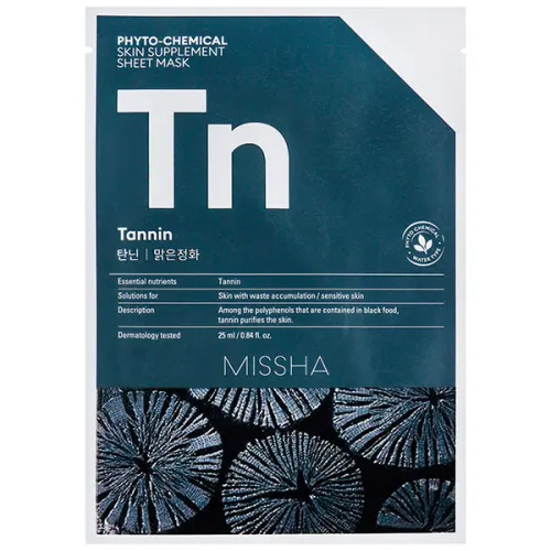 Тканевая маска для жирной и проблемной кожи Missha Phytochemical Skin Supplement Sheet Mask Tannin/Purifying, 25 мл.
