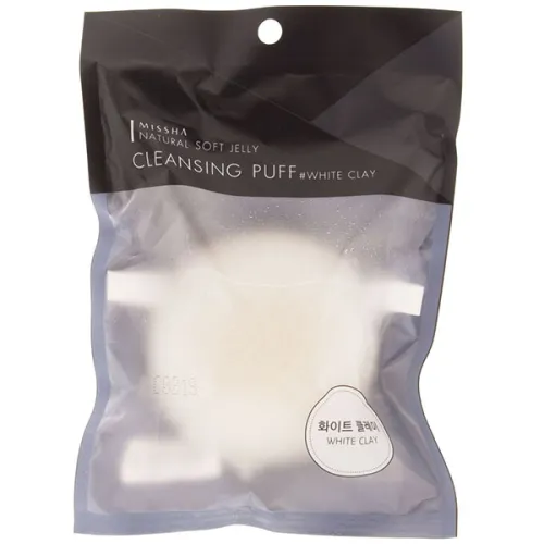 Спонж для умывания натуральный из конняку Missha Natural Soft Jelly Cleansing Puff White Clay с белой глиной