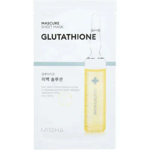 Осветляющая маска для лица Missha Mascure Whitening Solution Sheet Mask Glutathione с глутатионом, 28 мл.