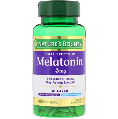 Мелатонин двойного спектра Nature’s Bounty Dual Spectrum Melatonin 5 mg, 5 мг.